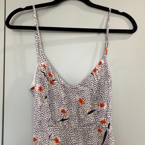 Urban Outfitters Floral Print Ruffle Trim Midi Dress Hi Low White Small - Picture 3 of 8